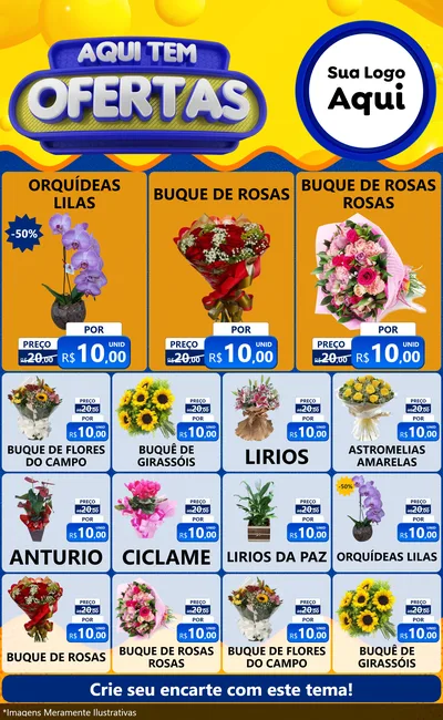 Modelo de Encarte para Encarte Grande com o tema Aqui Tem Ofertas para Floricultura e jardim