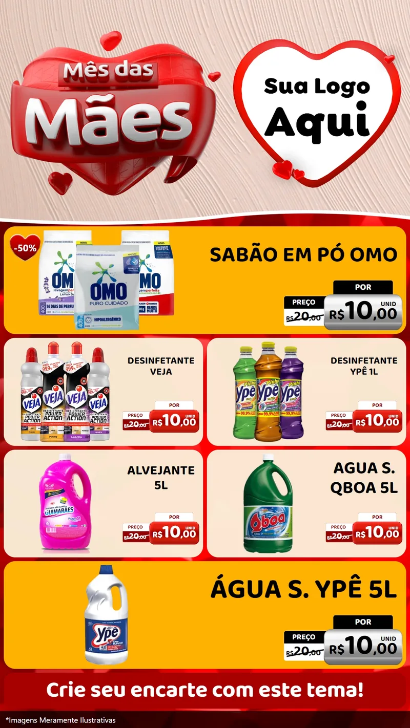 Modelo de TV para TV Vertical com o tema Mês das Mães para Produtos de Limpeza