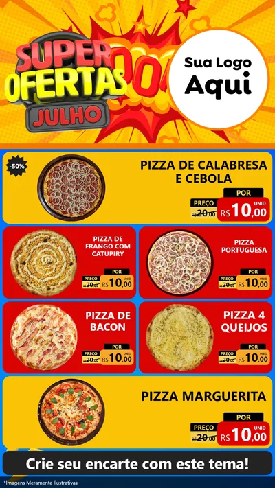 Modelo de TV para TV Vertical com o tema Super Ofertas Julho para Pizzaria
