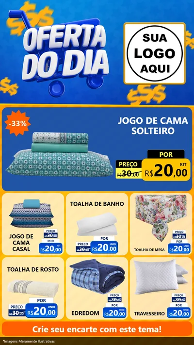 Modelo de Rede Social para Stories com o tema Oferta do Dia para Cama, Mesa e Banho