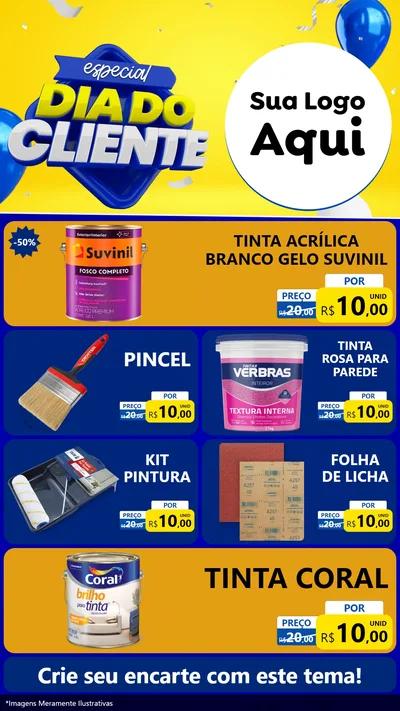 Modelo de TV para TV Vertical com o tema Especial Dia do Cliente para Tintas e Ferramentas