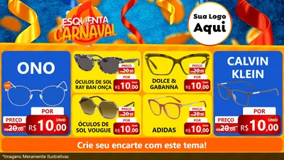 Modelo de TV para TV Horizontal com o tema Esquenta de Carnaval para Óticas