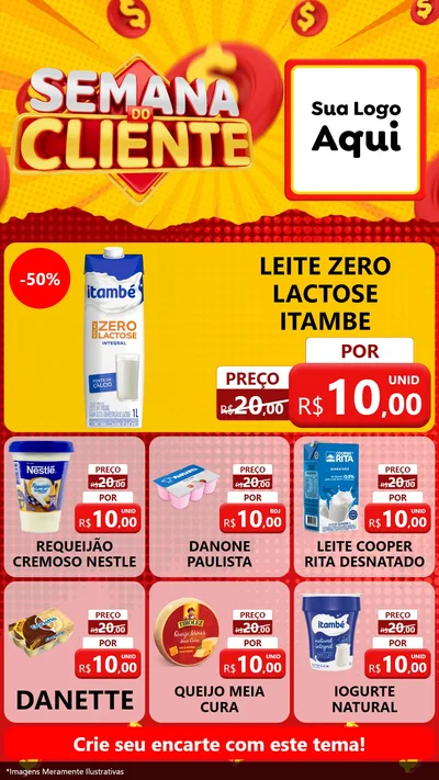 Modelo de Rede Social para Stories com o tema Semana do Cliente para Frios e Laticínios