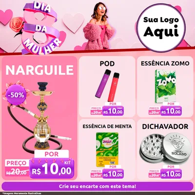 Modelo de Rede Social para Feed Facebook com o tema Dia da Mulher para Tabacaria