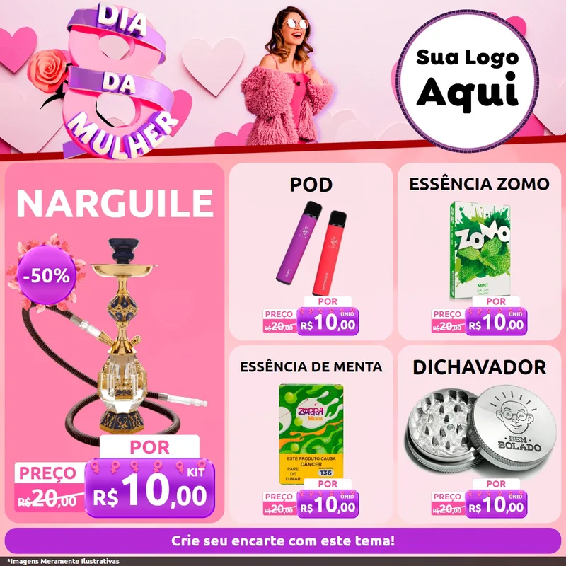 Modelo de Rede Social para Feed Facebook com o tema Dia da Mulher para Tabacaria