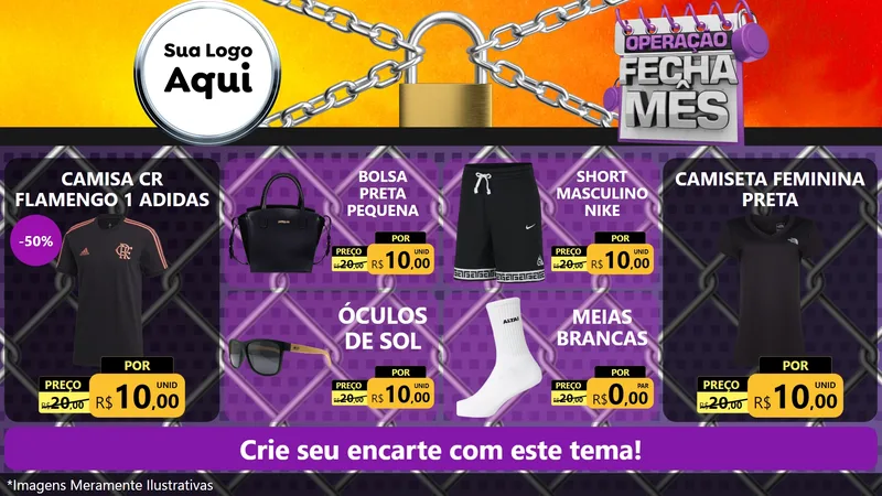 Modelo de TV para TV Horizontal com o tema Operação Fecha Mês para Roupas e acessórios