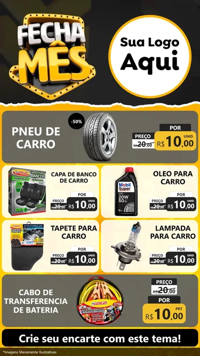 Modelo de TV para TV Vertical com o tema Fecha Mês para Auto peças