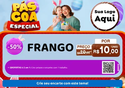 Modelo de Cartaz para Cartaz A4 Horizontal com o tema Páscoa Especial para Assados