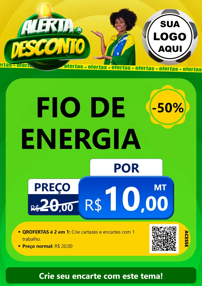 Modelo de Cartaz para Cartaz A4 Vertical com o tema Alerta de Desconto para Materiais Elétricos