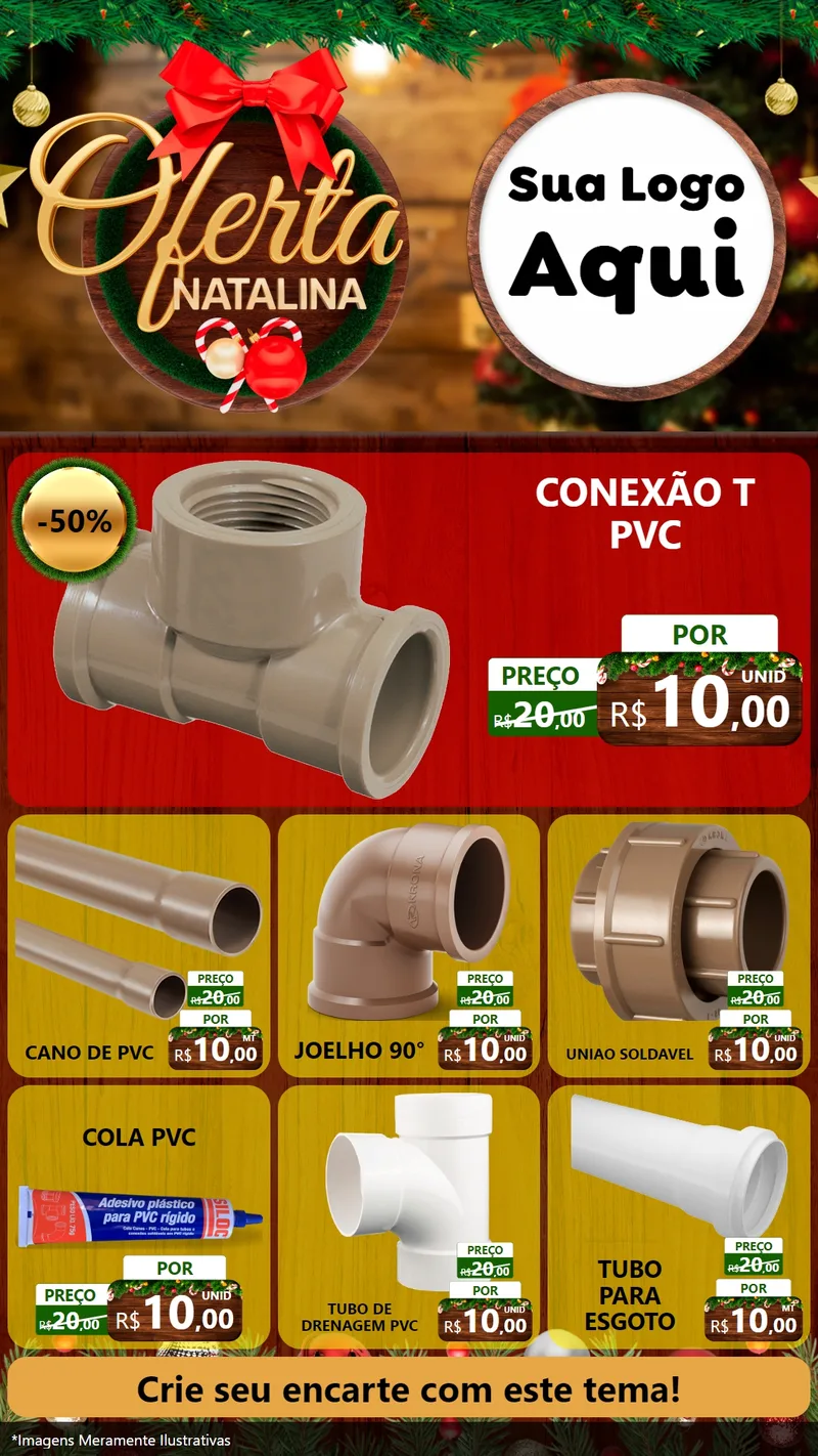 Modelo de Rede Social para Stories com o tema Ofertas Natalina para Tubos e conexões
