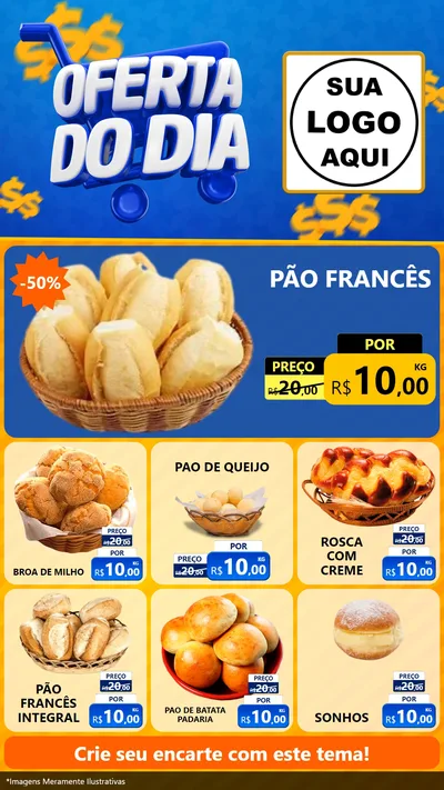 Modelo de Rede Social para Stories com o tema Oferta do Dia para Padaria