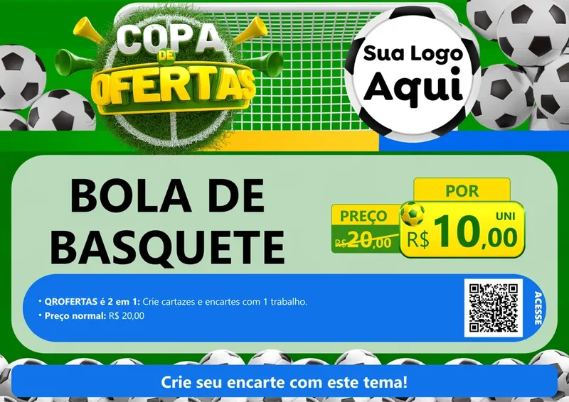 Modelo de Cartaz para Cartaz A4 Horizontal com o tema Copa De Ofertas para Artigos Esportivos