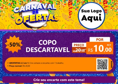 Modelo de Cartaz para Cartaz A4 Horizontal com o tema Carnaval de Ofertas para Embalagens