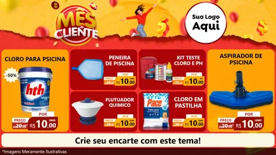 Modelo de TV para TV Horizontal com o tema Mês do Cliente para Produtos para Piscina