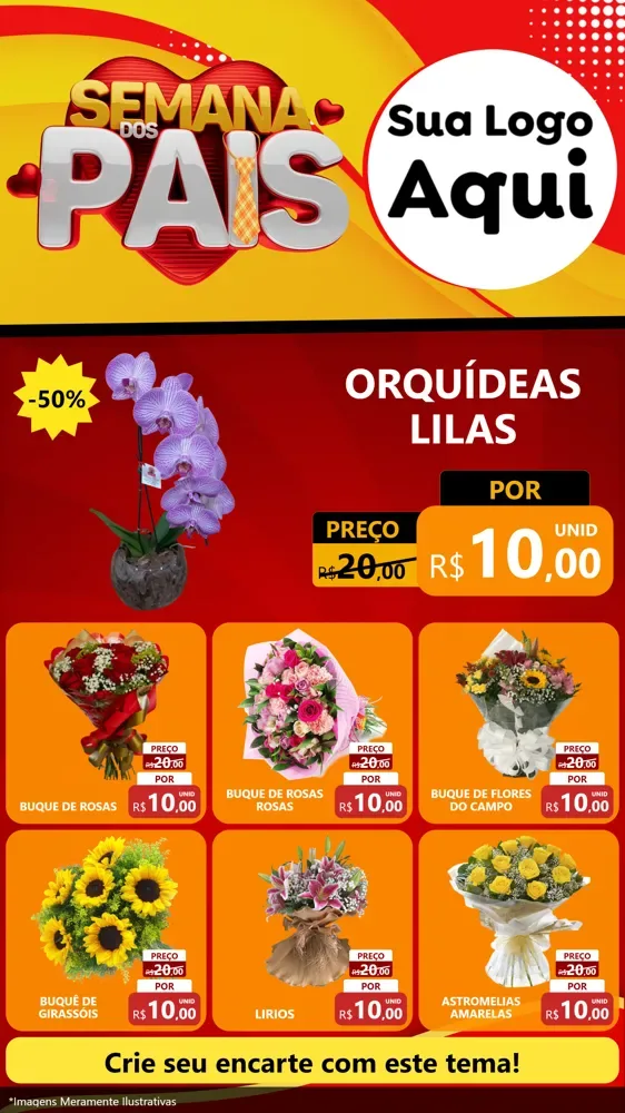 Modelo de Rede Social para Stories com o tema Semana Dos Pais para Floricultura e jardim