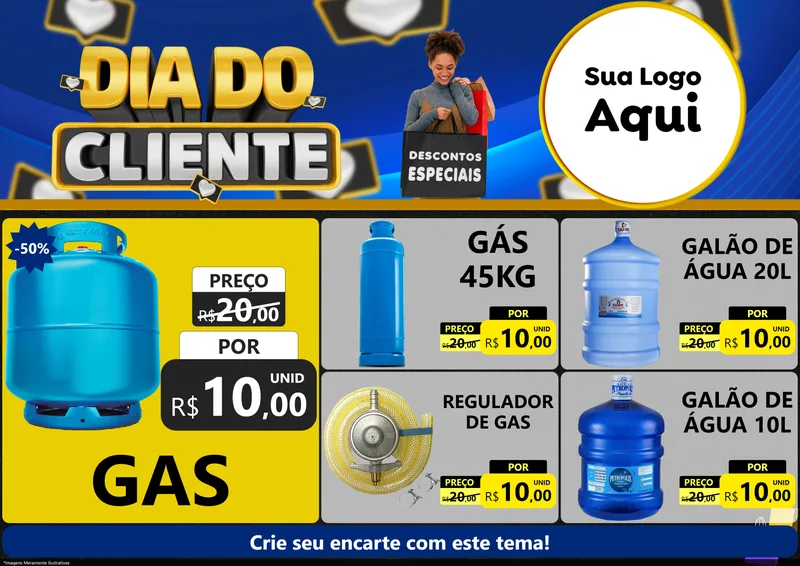 Modelo de Encarte para Encarte A4 Horizontal com o tema Dia Do Cliente para Água e gás