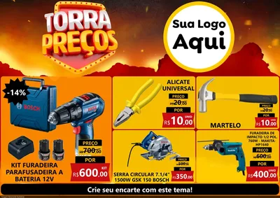 Modelo de Encarte para Encarte A4 Horizontal com o tema Torra Preços para Maquinas e Ferramentas