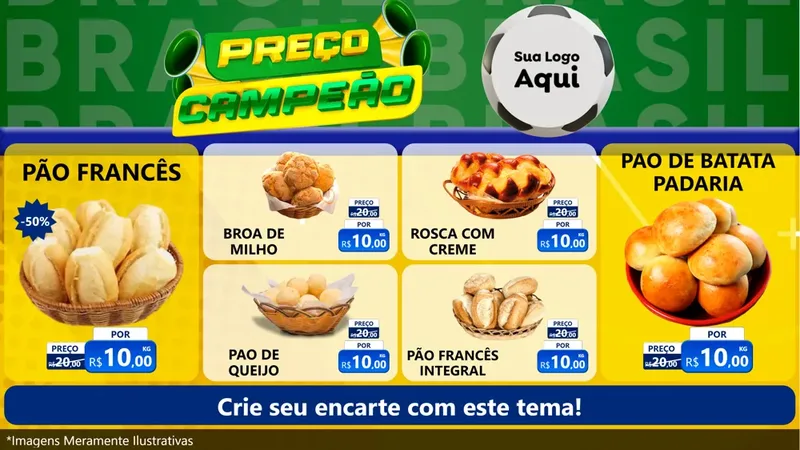 Modelo de TV para TV Horizontal com o tema Preço Campeão - Copa para Padaria