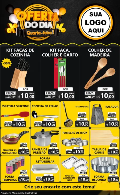Modelo de Encarte para Encarte Grande com o tema Oferta do Dia - Quarta Feira! para Utilidades Domésticas