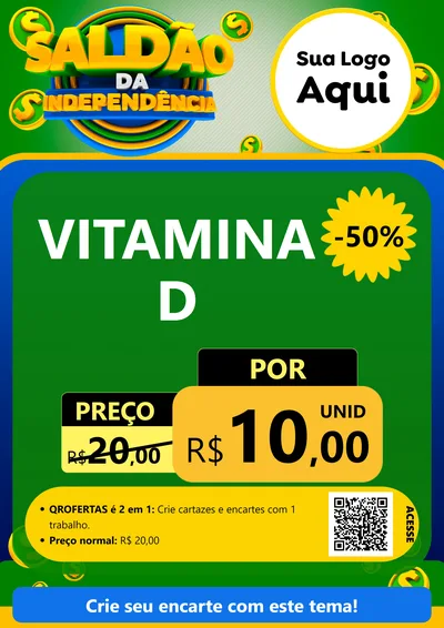 Modelo de Cartaz para Cartaz A4 Vertical com o tema Saldão da Indepêndencia para Farmácia