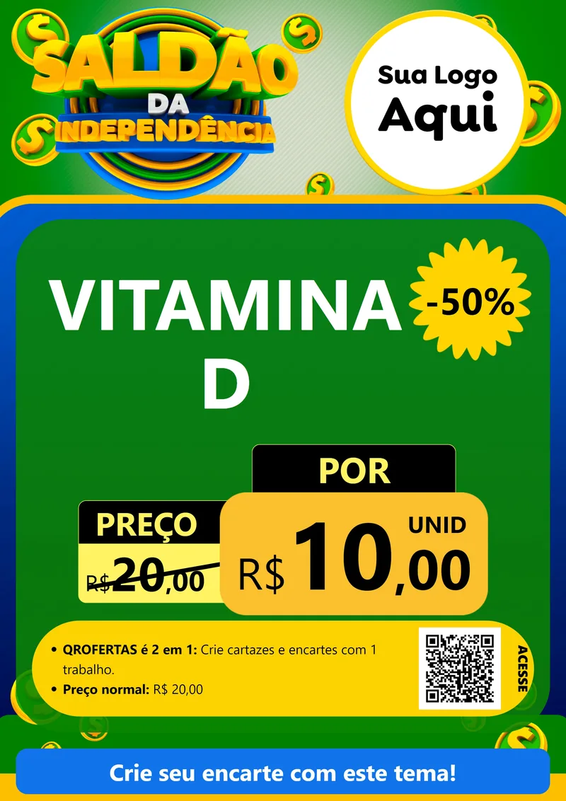 Modelo de Cartaz para Cartaz A4 Vertical com o tema Saldão da Indepêndencia para Farmácia