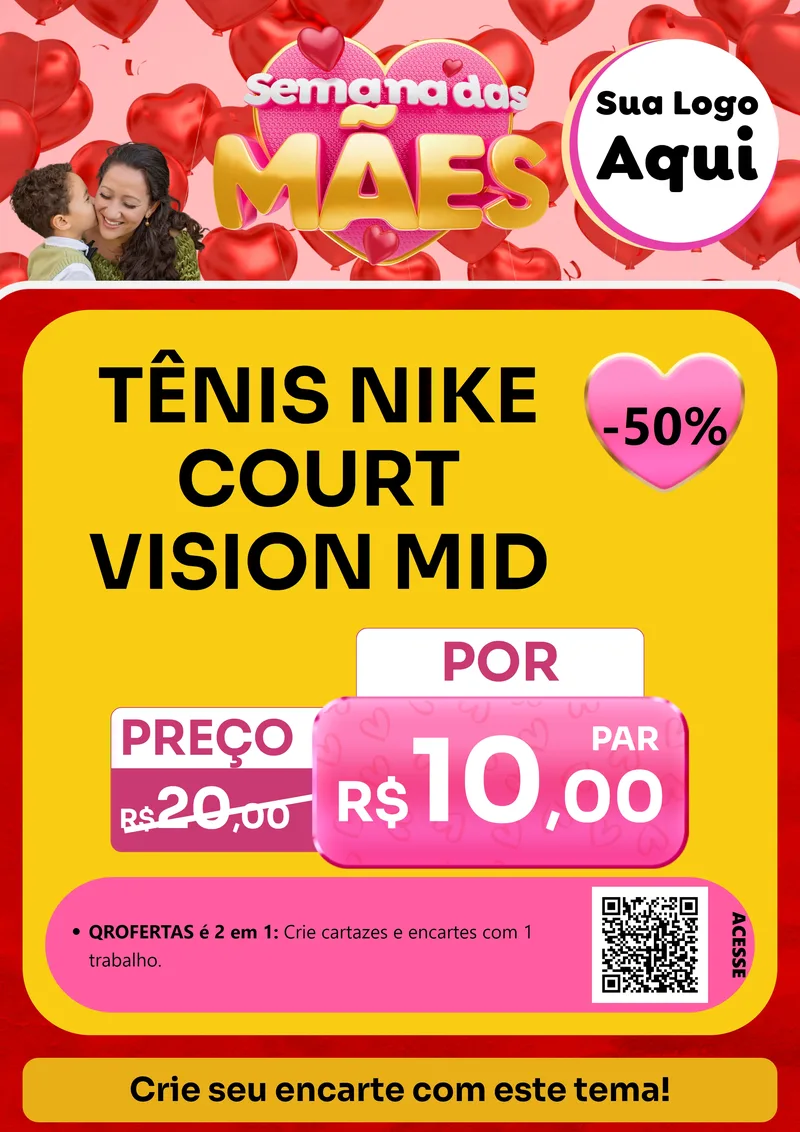 Modelo de Cartaz para Cartaz A4 Vertical com o tema Semana Das Mães para Calçados