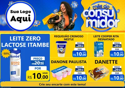 Modelo de Encarte para Encarte A4 Horizontal com o tema Mês do Consumidor para Frios e Laticínios