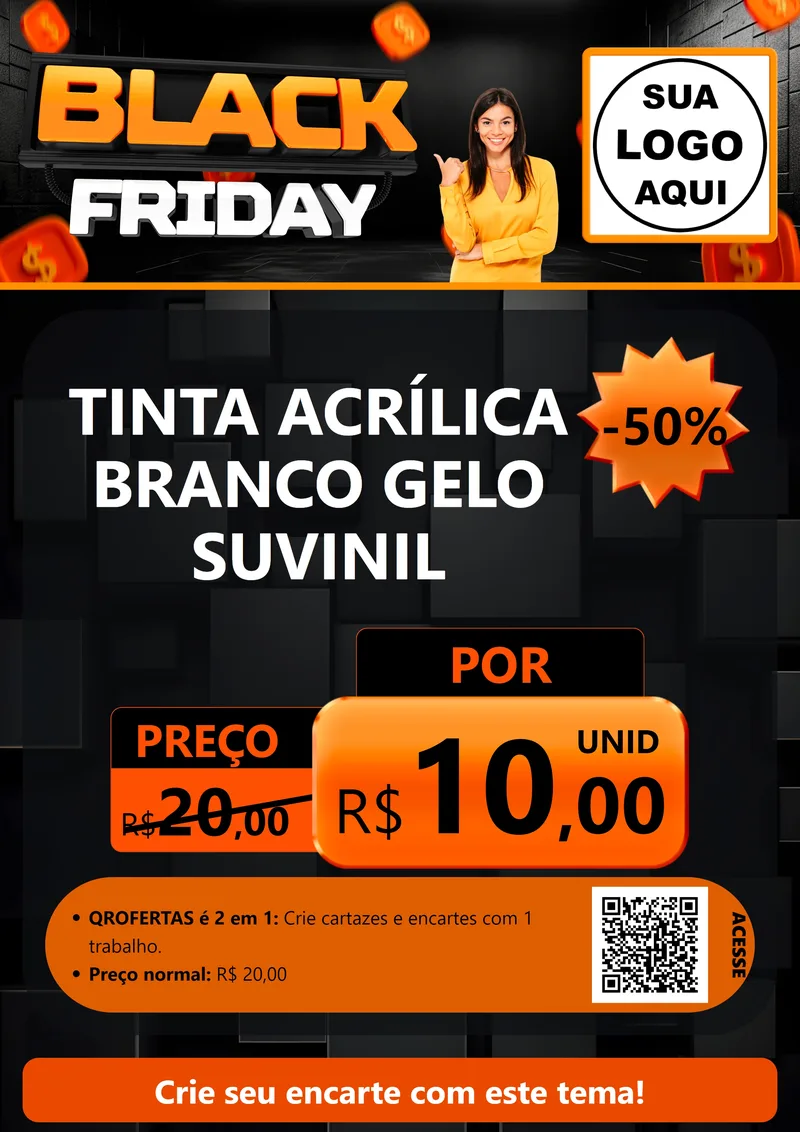 Modelo de Cartaz para Cartaz A4 Vertical com o tema Black Friday para Tintas e Ferramentas