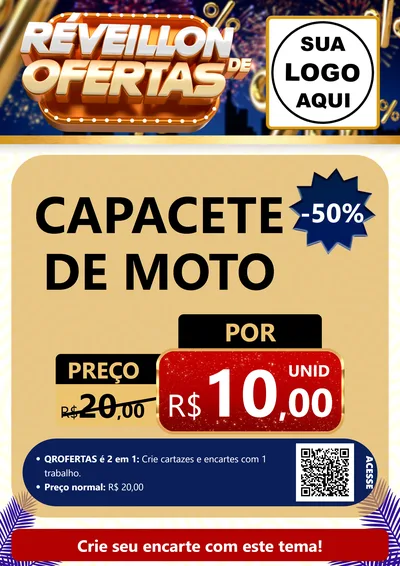 Modelo de Cartaz para Cartaz A4 Vertical com o tema Réveillon de Ofertas para Moto peças