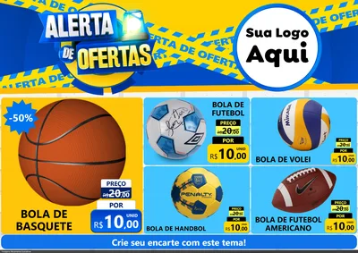Modelo de Encarte para Encarte A4 Horizontal com o tema Alerta de Ofertas para Artigos Esportivos