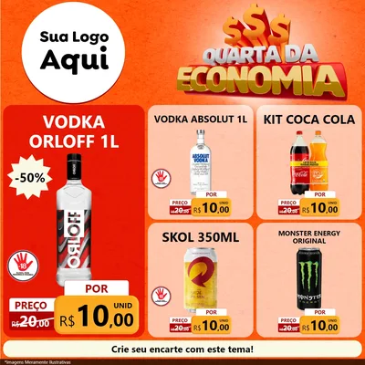 Modelo de Rede Social para Feed Facebook com o tema Quarta da Economia para Distribuidora de bebidas