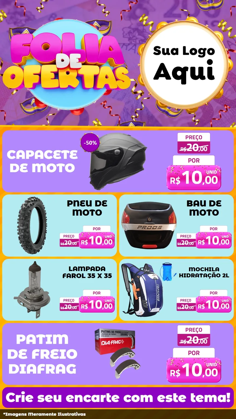 Modelo de TV para TV Vertical com o tema Folia de Ofertas para Moto peças