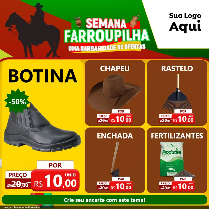 Modelo de Rede Social para Feed Facebook com o tema Semana Farroupilha - Uma Barbaridade de Ofertas para Agropecuária