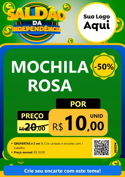 Modelo de Cartaz para Cartaz A4 Vertical com o tema Saldão da Indepêndencia para Papelaria