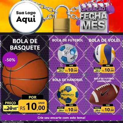 Modelo de Rede Social para Feed Facebook com o tema Operação Fecha Mês para Artigos Esportivos