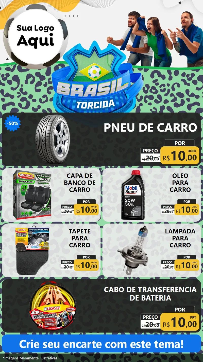 Modelo de TV para TV Vertical com o tema Brasil Torcida - Copa para Auto peças