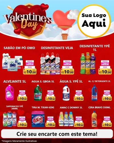 Modelo de Rede Social para Feed Instagram com o tema Valentine's Day para Produtos de Limpeza