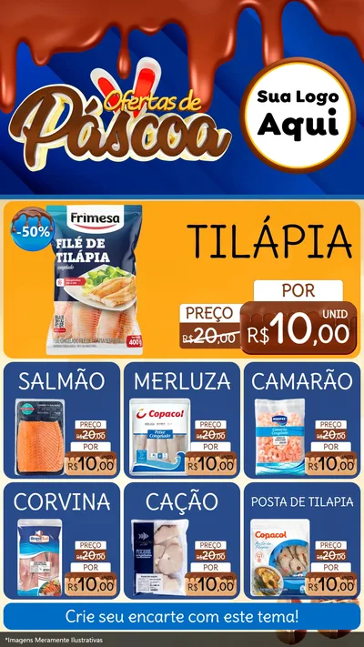 Modelo de Rede Social para Stories com o tema Ofertas de Páscoa para Peixaria