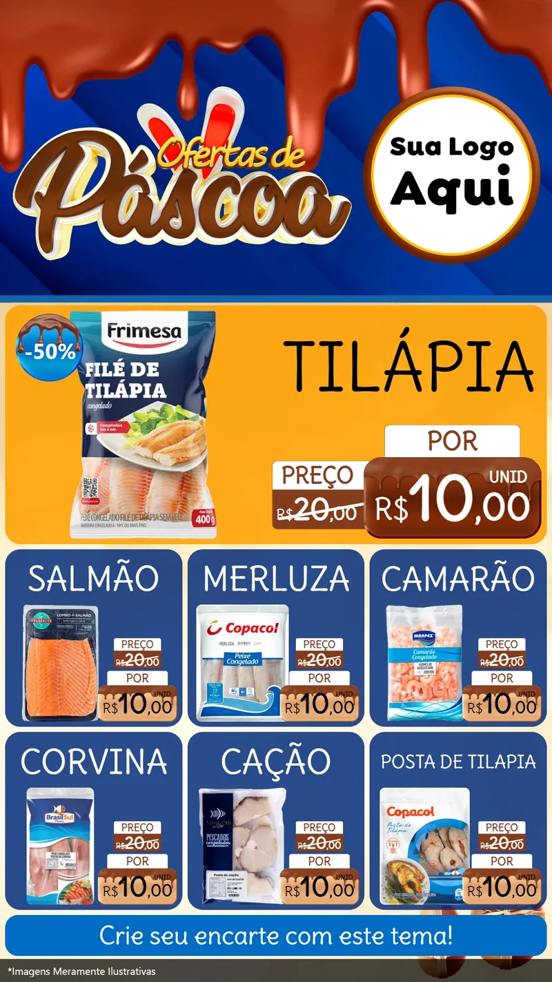 Modelo de Rede Social para Stories com o tema Ofertas de Páscoa para Peixaria