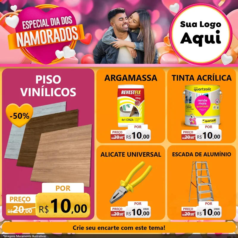 Modelo de Rede Social para Feed Facebook com o tema Especial Dia dos Namorados para Material para Construção