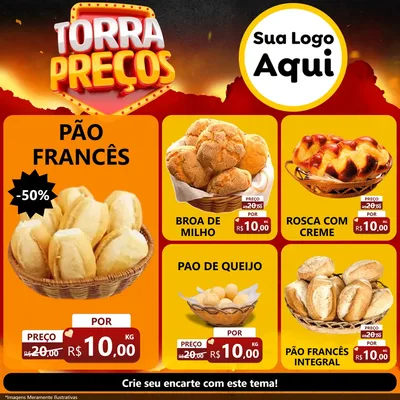 Modelo de Rede Social para Feed Facebook com o tema Torra Preços para Padaria