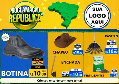 Modelo de Encarte para Encarte A4 Horizontal com o tema Proclamação da República para Agropecuária