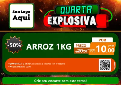 Modelo de Cartaz para Cartaz A4 Horizontal com o tema Quarta Explosiva para Supermercado