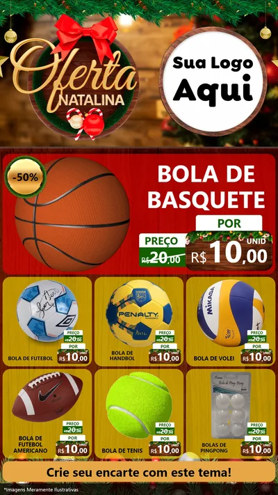 Modelo de Rede Social para Stories com o tema Ofertas Natalina para Artigos Esportivos