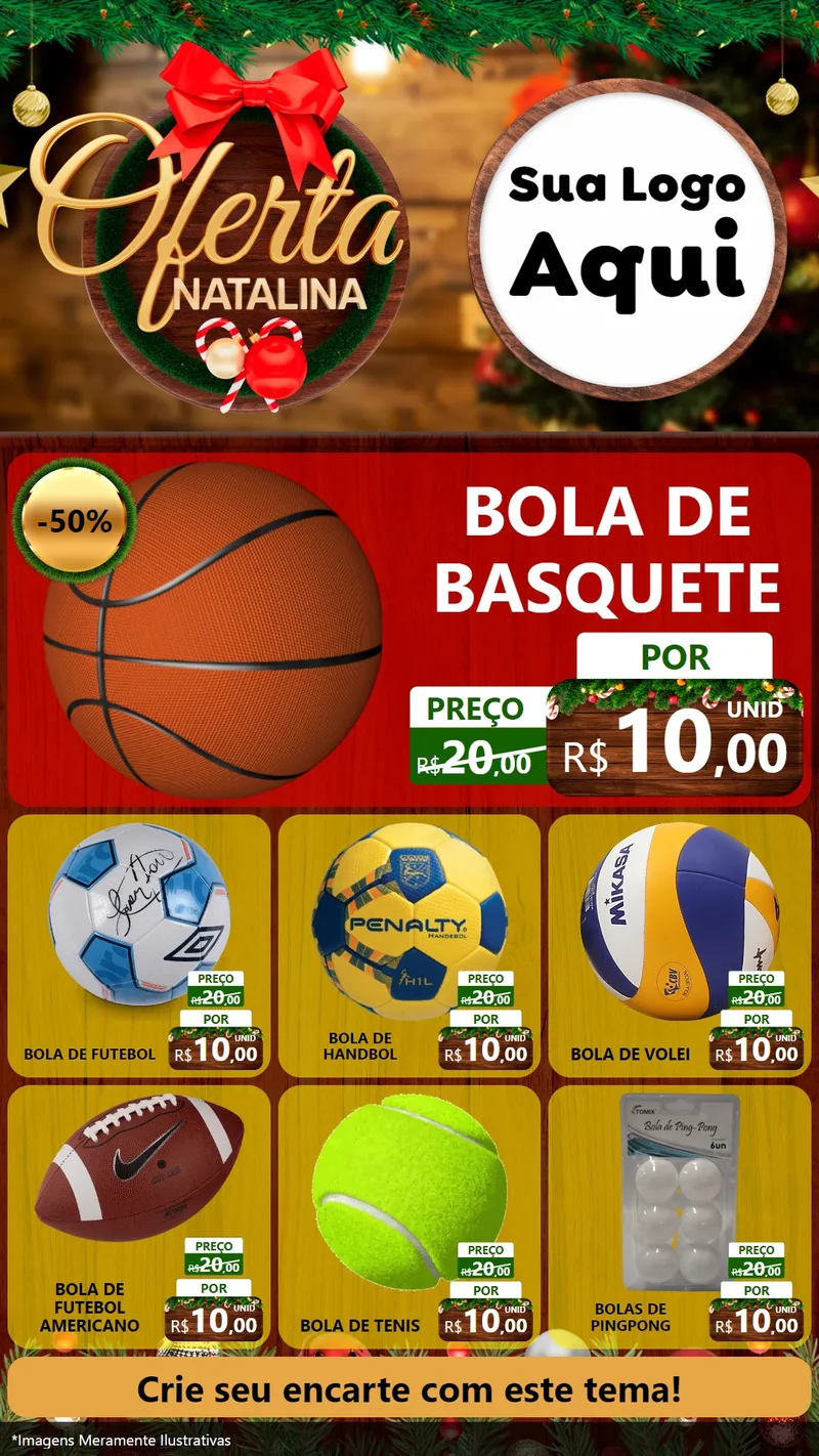Modelo de Rede Social para Stories com o tema Ofertas Natalina para Artigos Esportivos