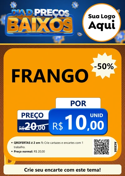 Modelo de Cartaz para Cartaz A4 Vertical com o tema Dia D Preço Baixo para Assados