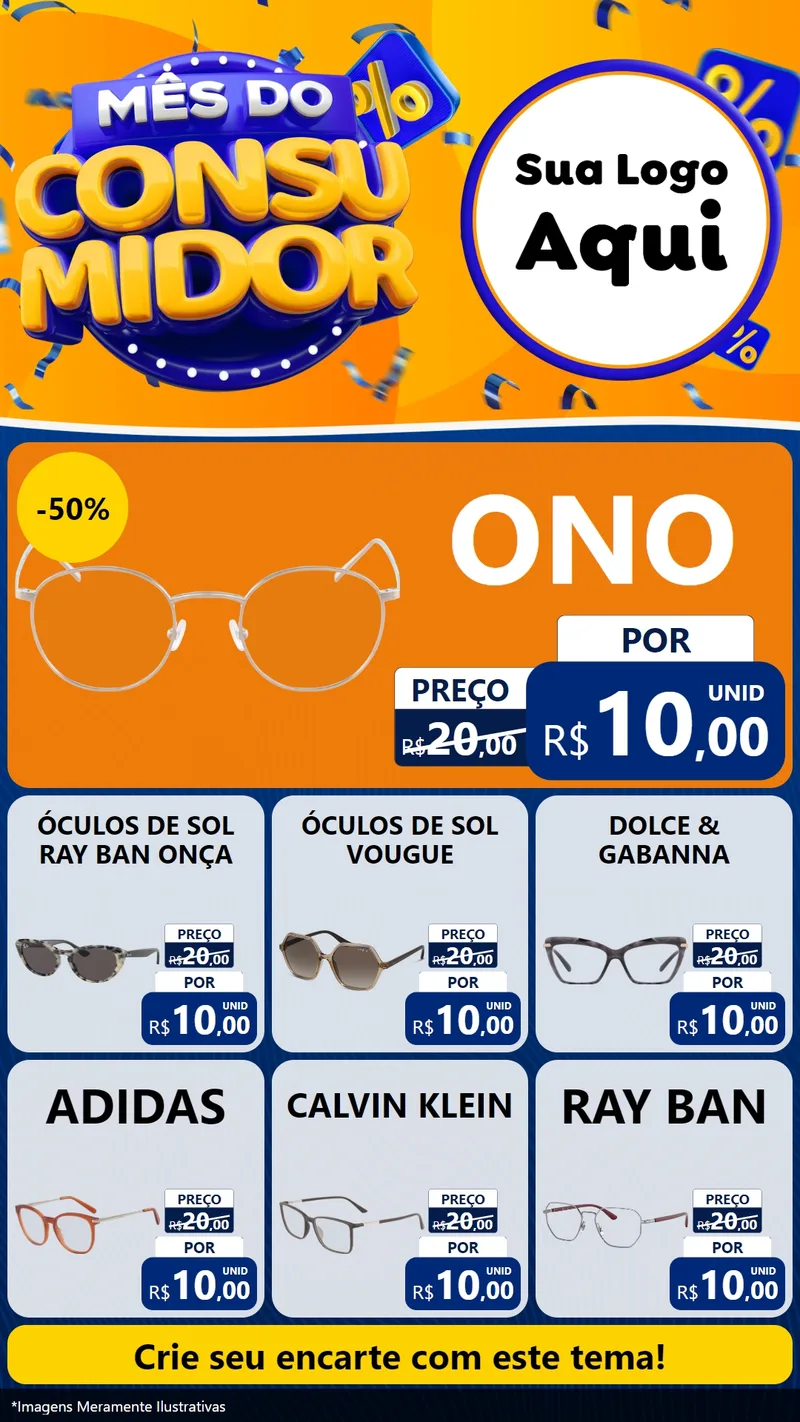 Modelo de Rede Social para Stories com o tema Mês do Consumidor para Óticas