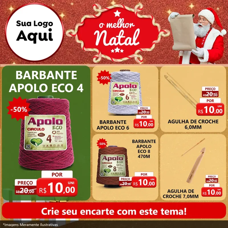 Modelo de Rede Social para Feed Facebook com o tema O Melhor Natal para Armarinho e Aviamentos