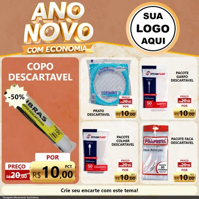 Modelo de Rede Social para Feed Facebook com o tema Ano Novo Com Economia para Embalagens