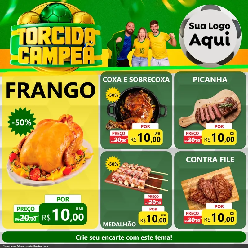 Modelo de Rede Social para Feed Facebook com o tema Torcida Campeã - Copa para Assados